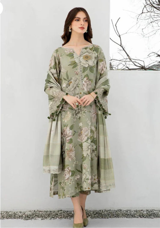 BAROQUE - 3PC Lawn Printed Shirt With Voile Printed Dupatta-440 dw 4009